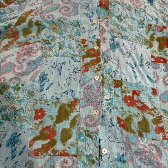 Coldwater Creek boho brilliant Blue and Green Paisley Shirt - Picture 6 of 6